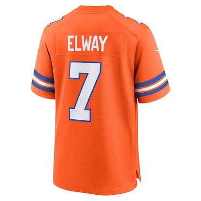John Elway Mile High Collection 1977 Throwback Retired Player Game Jersey Orange